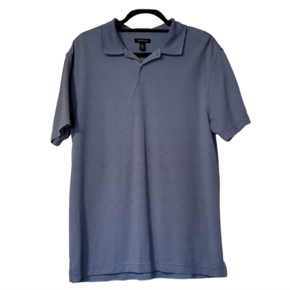 VanHeusen Mens Blue Striped Polo Medium